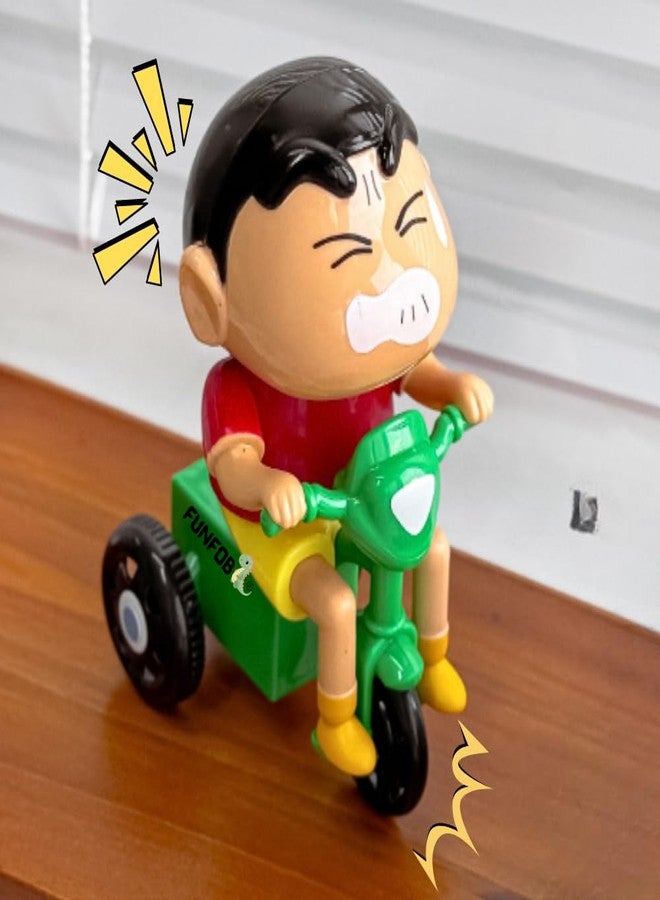 FUNFOB Shinchan Moving Toy | Shinchan Action Figure Length-10cm PVC Multicolour | Shin-chan - Cycle Moving - Image 4